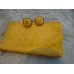 3delige set stropdas pochet manchetknopen okergeel Bollen